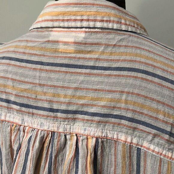 A.na. A New Approach - Women's Cream & Orange Striped Button Down Shirt - Size X - Picture 5 of 8